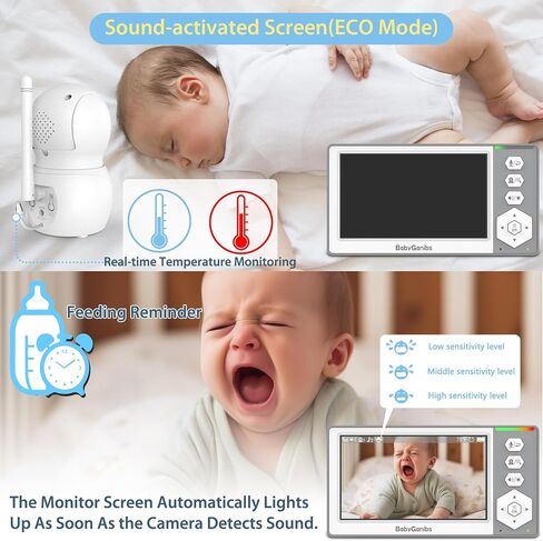 Baby Monitor with Camera and Audio, 4.3'' Video Baby Monitor with 1000ft Long Range, Baby Monitor No WiFi, Remote Pan-Tilt-Zoom, Night Vision, ECO Mode, 2-Way Talk, 30-Hour Battery in Saudi Arabia