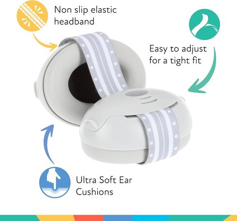 Nuby Soft Sounds - Adjustable Baby Earmuffs for Protection Against Loud Noises, Ideal for Air Shows, Fireworks, in-Flight Travel, and More! White Only. in Saudi Arabia