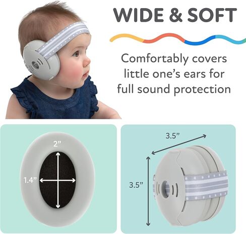 Nuby Soft Sounds - Adjustable Baby Earmuffs for Protection Against Loud Noises, Ideal for Air Shows, Fireworks, in-Flight Travel, and More! White Only. in Saudi Arabia