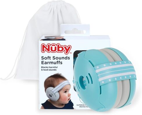 Nuby Soft Sounds - Adjustable Baby Earmuffs for Protection Against Loud Noises, Ideal for Air Shows, Fireworks, in-Flight Travel, and More! White Only. in Saudi Arabia