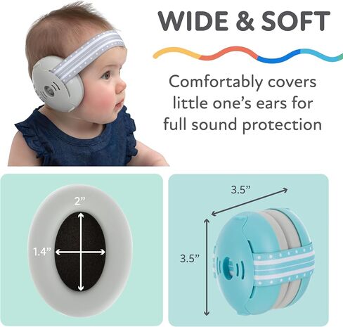 Nuby Soft Sounds - Adjustable Baby Earmuffs for Protection Against Loud Noises, Ideal for Air Shows, Fireworks, in-Flight Travel, and More! White Only. in Saudi Arabia