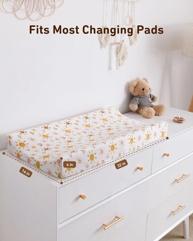 غطاء وسادة تغيير حفاضات الأطفال من بيبي باي، أغطية طاولات تغيير حفاضات الأطفال من القطن فائق النعومة، ملاءات غطاء وسادة تغيير حفاضات الأطفال للفتيات والأولاد، عبوتان (بوهو قوس قزح) in Kuwait