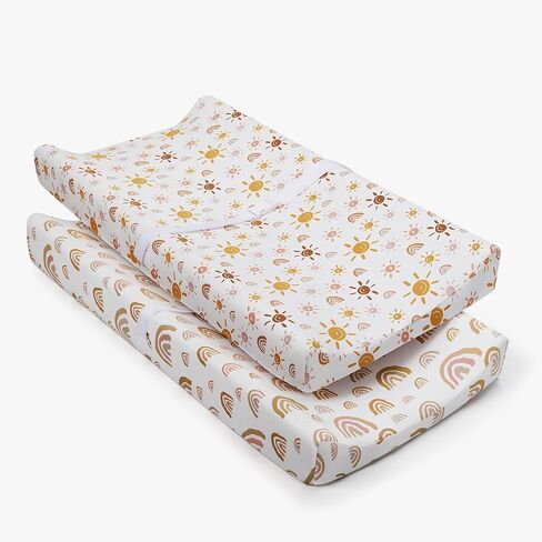 غطاء وسادة تغيير حفاضات الأطفال من بيبي باي، أغطية طاولات تغيير حفاضات الأطفال من القطن فائق النعومة، ملاءات غطاء وسادة تغيير حفاضات الأطفال للفتيات والأولاد، عبوتان (بوهو قوس قزح) in Kuwait