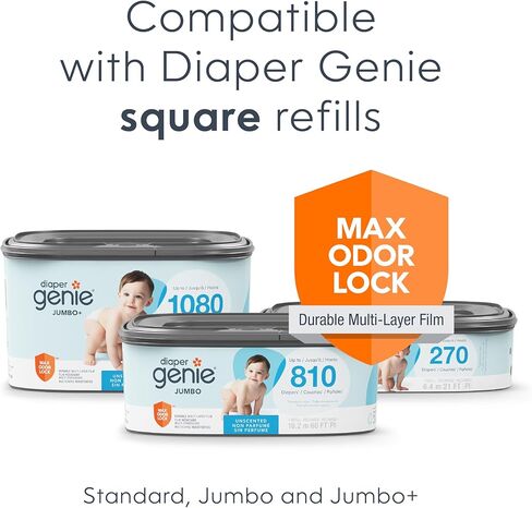 تتضمن سلة Diaper Genie المضغوطة عبوة واحدة مربعة للمبتدئين يمكنها استيعاب ما يصل إلى 165 حفاضة بحجم حديثي الولادة. in Kuwait
