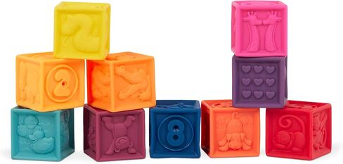 B. toys- B. baby- Elemenosqueeze- Baby Blocks- 26 Soft Sort & Stack Blocks With Alphabet – Architectural Building Blocks – Shapes, Letters & Animals – 6 Months + in Saudi Arabia
