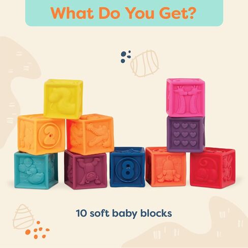 B. toys- B. baby- Elemenosqueeze- Baby Blocks- 26 Soft Sort & Stack Blocks With Alphabet – Architectural Building Blocks – Shapes, Letters & Animals – 6 Months + in Saudi Arabia