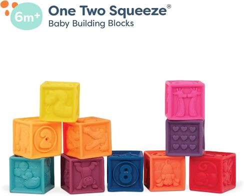 B. toys- B. baby- Elemenosqueeze- Baby Blocks- 26 Soft Sort & Stack Blocks With Alphabet – Architectural Building Blocks – Shapes, Letters & Animals – 6 Months + in Saudi Arabia