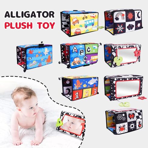 Tummy Time Mirror for babies 0-6 months, Baby Toys for babies 0-6 Months,Montessori Newborn Sensory Development Toys,High Contrast Black & White Tummy Time Toy,Infant Toys for Boys Girls 6-12 Month in Kuwait