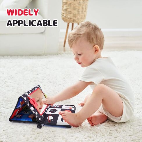 Tummy Time Mirror for babies 0-6 months, Baby Toys for babies 0-6 Months,Montessori Newborn Sensory Development Toys,High Contrast Black & White Tummy Time Toy,Infant Toys for Boys Girls 6-12 Month in Kuwait