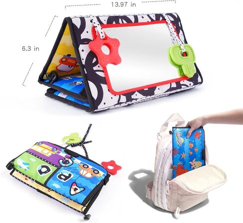 Tummy Time Mirror for babies 0-6 months, Baby Toys for babies 0-6 Months,Montessori Newborn Sensory Development Toys,High Contrast Black & White Tummy Time Toy,Infant Toys for Boys Girls 6-12 Month in Kuwait