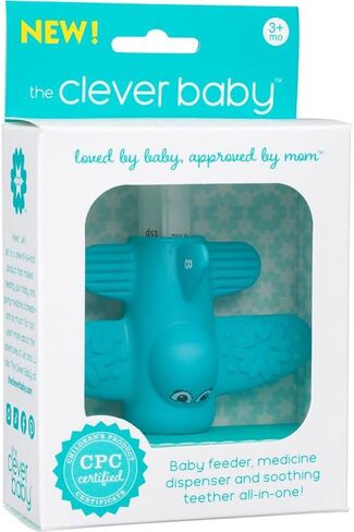 Teether and Dispenser in One for Baby - Meet Jet by The Clever Baby - Easy to Hold - Perfect Shape for Baby to Get Relief to Back Teeth - BPA Free - Great Baby Gift in Saudi Arabia