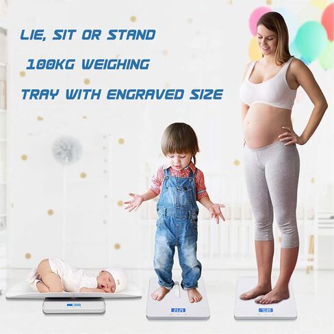 مقياس الطفل، مقياس الحيوانات الأليفة، مقياس الأطفال الصغار متعدد الوظائف، مقياس رقمي للأطفال، إضاءة خلفية زرقاء، مسار الوزن والطول. in Kuwait