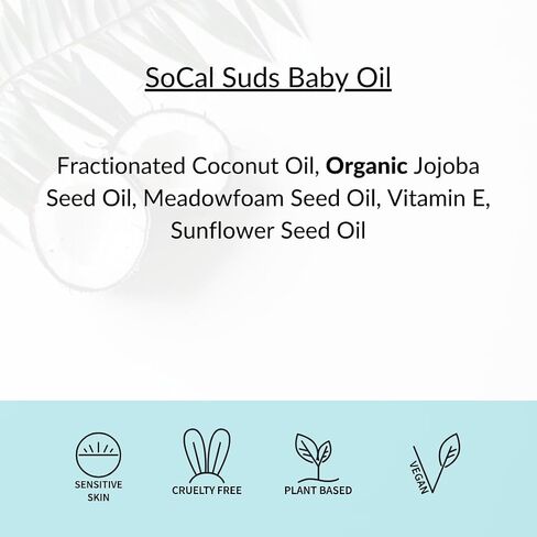 SoCal Suds & Company - Natural & Organic Baby Oil - Moisturizing Nourishing Oil for Delicate Tender Skin - Vitamin-Enriched with Jojoba and Sunflower Oils - Gentle Sensitive Newborn - Unscented, 4oz in Saudi Arabia