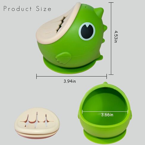Dino Silicone Baby Snack Containers with Suction for Toddlers,Soft Safe BPA-Free Ppill Proof Snack Cups with Free Silicone Bibs,Green. in Saudi Arabia