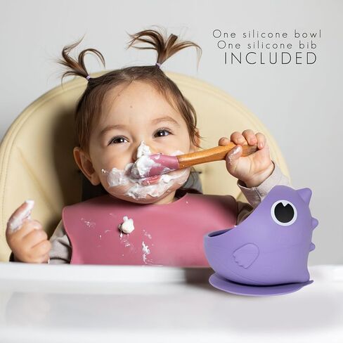 Dino Silicone Baby Snack Containers with Suction for Toddlers,Soft Safe BPA-Free Ppill Proof Snack Cups with Free Silicone Bibs,Green. in Saudi Arabia