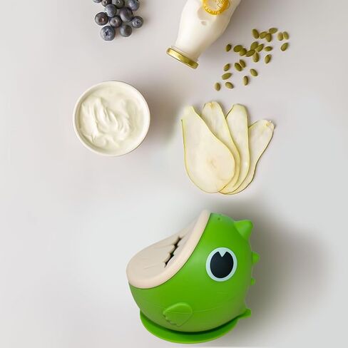 Dino Silicone Baby Snack Containers with Suction for Toddlers,Soft Safe BPA-Free Ppill Proof Snack Cups with Free Silicone Bibs,Green. in Saudi Arabia