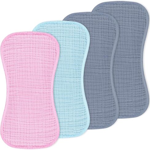 4 Pack Muslin Baby Burp Cloths for Baby Boys and Girls, Multi-Colors 100% Cotton Burping Cloths for Newborn in Saudi Arabia