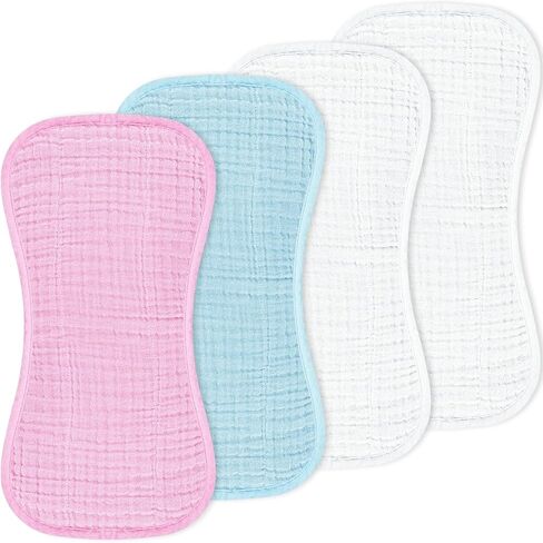 4 Pack Muslin Baby Burp Cloths for Baby Boys and Girls, Multi-Colors 100% Cotton Burping Cloths for Newborn in Saudi Arabia