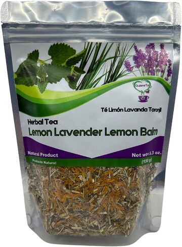 Toronjil Toronjil Tea Melissa Lavander Lemon Tea Chamomile، Quiere Te، 5.3 أونصة (150 جرام)، ما يصل إلى 100 كوب، عبوة واحدة، كيس قابل للإغلاق، شاي أوراق فضفاضة، منتج من المكسيك، طبيعي 100% in Saudi Arabia