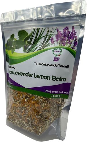 Toronjil Toronjil Tea Melissa Lavander Lemon Tea Chamomile، Quiere Te، 5.3 أونصة (150 جرام)، ما يصل إلى 100 كوب، عبوة واحدة، كيس قابل للإغلاق، شاي أوراق فضفاضة، منتج من المكسيك، طبيعي 100% in Saudi Arabia