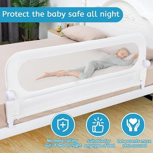Y- Stop Bed Rail for Toddlers, Toddler Bed Rails for King Size Bed, Full Size Queen Bed & Twin, Thick Mattress, Extra Long Folding Bed Rail Guard for Baby, Elderly Adults, Children & (59L*35W) in in Saudi Arabia