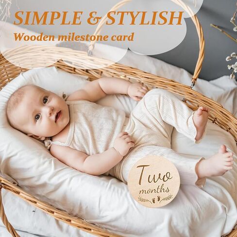 Baby Birth Announcement Sign,Wooden Stand Drawstring Bag with Hello World &Foot Print, Newborn Announcement Sign, Round Baby Nursery Name Signs in Saudi Arabia