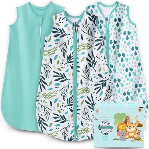 Cute Castle Baby Sleep Sack 0-6 Months - Lightweight 100% Cotton 2-Way Zipper TOG 0.5 Infant Wearable Blanket, Newborn Essentials Toddler Sleep Clothes (3 Pack Green) in Saudi Arabia
