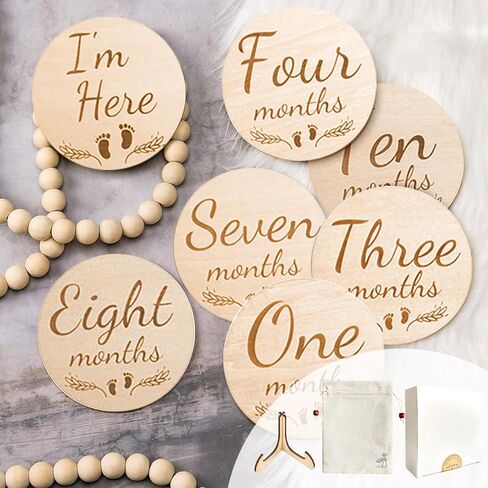 Baby Monthly Milestone,Baby Growth and Pregnancy Growth Cards, 1-12 Months, Gender-Neutral Gift in Saudi Arabia
