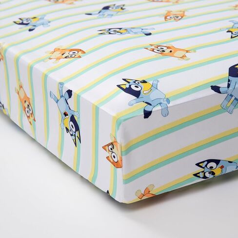 Bluey 4 Piece Toddler Bedding Set – Includes Comforter, Sheet Set – Fitted + Top Sheet + Reversible Pillowcase for Boys or Girls Bed, Blue in Saudi Arabia