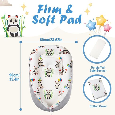 Lovely Panda Baby nest Lounger and Baby Lounger with DockATot, Snuggle me Lounger, Snuggle nest. Baby Bed Lounger Pillow for Newborn to co Sleeper for Baby in Bed, and Baby Bassinet Bed. in Saudi Arabia
