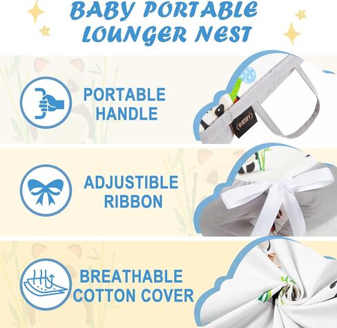 Lovely Panda Baby nest Lounger and Baby Lounger with DockATot, Snuggle me Lounger, Snuggle nest. Baby Bed Lounger Pillow for Newborn to co Sleeper for Baby in Bed, and Baby Bassinet Bed. in Saudi Arabia