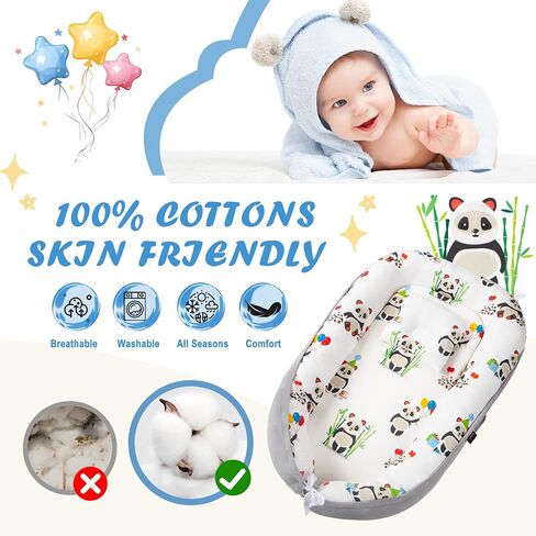 Lovely Panda Baby nest Lounger and Baby Lounger with DockATot, Snuggle me Lounger, Snuggle nest. Baby Bed Lounger Pillow for Newborn to co Sleeper for Baby in Bed, and Baby Bassinet Bed. in Saudi Arabia