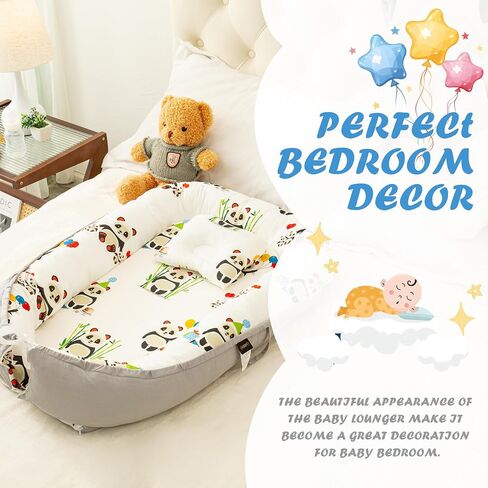 Lovely Panda Baby nest Lounger and Baby Lounger with DockATot, Snuggle me Lounger, Snuggle nest. Baby Bed Lounger Pillow for Newborn to co Sleeper for Baby in Bed, and Baby Bassinet Bed. in Saudi Arabia