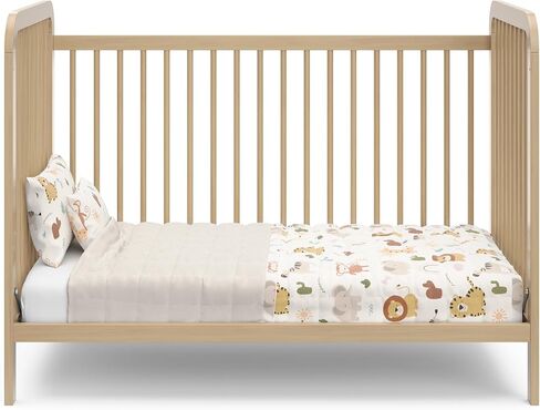 Storkcraft Pasadena 3-in-1 Convertible Crib (White with Driftwood) – GREENGUARD Gold Certified, Converts to Daybed and Toddler Bed, Fits Standard Full-Size Crib Mattress, Adjustable Mattress Height in Saudi Arabia