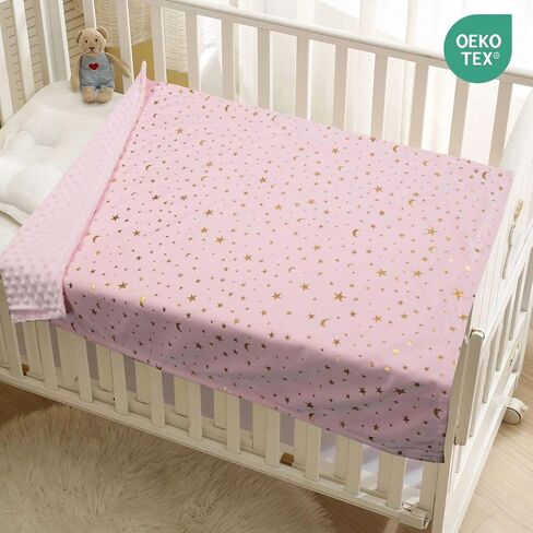 Baby Blanket for Boys Girls Soft Minky with Double Layer Dotted Backing, Star and Moon Printed 30 x 40 Inch Receiving Blanket (Violet) in Saudi Arabia