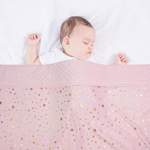 Baby Blanket for Boys Girls Soft Minky with Double Layer Dotted Backing, Star and Moon Printed 30 x 40 Inch Receiving Blanket (Violet) in Saudi Arabia