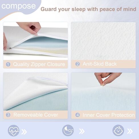NeoBorn Baby Bassinet Mattress Pad, 35" x 20" Dual Sided Comfort Gel Memory Foam Mattress with Removable Breathable Soft Tencel Cover Fit for ANGELBLISS/AMKE/Bellababy/Yamesmile Baby Bassinet in Saudi Arabia