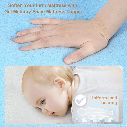 NeoBorn Baby Bassinet Mattress Pad, 35" x 20" Dual Sided Comfort Gel Memory Foam Mattress with Removable Breathable Soft Tencel Cover Fit for ANGELBLISS/AMKE/Bellababy/Yamesmile Baby Bassinet in Saudi Arabia