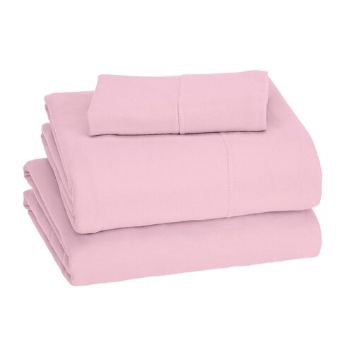 طقم ملاءات للأطفال الصغار من Amazon Basics مصنوع من قطن الجيرسي بنسبة 100% مكون من 3 قطع، مقاس 28 × 52 بوصة، وردي، سادة in Kuwait