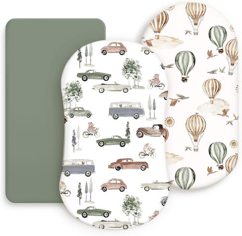 Stretchy Ultra Soft Fitted Bassinet Sheet Set 2 Pack, Universal Fit for Bassinets Baby Cradle Moses Basket Oval Rectangle Pad/Mattress, Happy Dinosaurs Bassinet Sheets for Girls and Boys in Saudi Arabia