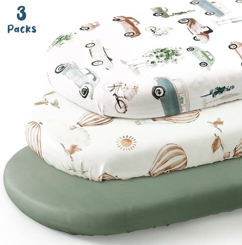 Stretchy Ultra Soft Fitted Bassinet Sheet Set 2 Pack, Universal Fit for Bassinets Baby Cradle Moses Basket Oval Rectangle Pad/Mattress, Happy Dinosaurs Bassinet Sheets for Girls and Boys in Saudi Arabia