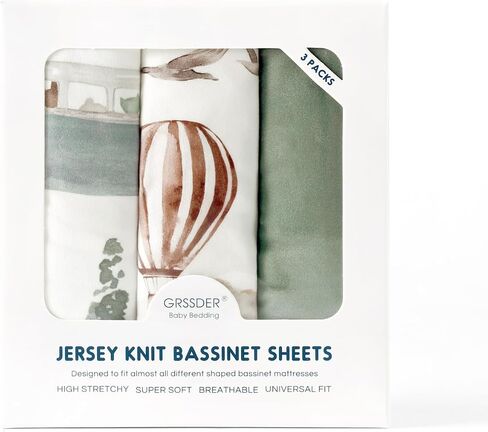 Stretchy Ultra Soft Fitted Bassinet Sheet Set 2 Pack, Universal Fit for Bassinets Baby Cradle Moses Basket Oval Rectangle Pad/Mattress, Happy Dinosaurs Bassinet Sheets for Girls and Boys in Saudi Arabia
