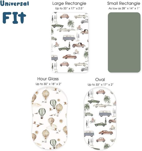 Stretchy Ultra Soft Fitted Bassinet Sheet Set 2 Pack, Universal Fit for Bassinets Baby Cradle Moses Basket Oval Rectangle Pad/Mattress, Happy Dinosaurs Bassinet Sheets for Girls and Boys in Saudi Arabia