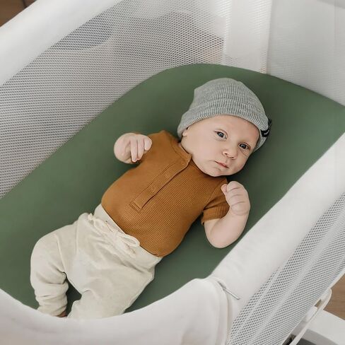 Stretchy Ultra Soft Fitted Bassinet Sheet Set 2 Pack, Universal Fit for Bassinets Baby Cradle Moses Basket Oval Rectangle Pad/Mattress, Happy Dinosaurs Bassinet Sheets for Girls and Boys in Saudi Arabia