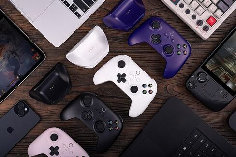 وحدة تحكم لاسلكية 8Bitdo Ultimate 2.4g مع قاعدة شحن، وحدة تحكم 2.4g للكمبيوتر الشخصي، Android، Steam Deck & iPhone، iPad، macOS وApple TV (وردي باستيل) in Saudi Arabia