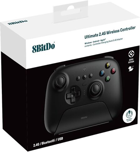 وحدة تحكم لاسلكية 8Bitdo Ultimate 2.4g مع قاعدة شحن، وحدة تحكم 2.4g للكمبيوتر الشخصي، Android، Steam Deck & iPhone، iPad، macOS وApple TV (وردي باستيل) in Saudi Arabia