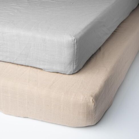 100% Organic Cotton Muslin Standard Fitted Crib Sheet for Boys, Girls & Toddlers – 52"x28", 2 Pack Soft Breathable Natural Cotton Mattress Bed Sheets, Neutral Crib Sheet (Green & Rust) in Saudi Arabia
