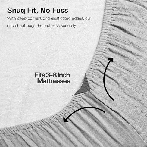 100% Organic Cotton Muslin Standard Fitted Crib Sheet for Boys, Girls & Toddlers – 52"x28", 2 Pack Soft Breathable Natural Cotton Mattress Bed Sheets, Neutral Crib Sheet (Green & Rust) in Saudi Arabia