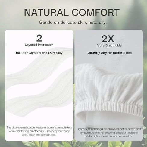 100% Organic Cotton Muslin Standard Fitted Crib Sheet for Boys, Girls & Toddlers – 52"x28", 2 Pack Soft Breathable Natural Cotton Mattress Bed Sheets, Neutral Crib Sheet (Green & Rust) in Saudi Arabia