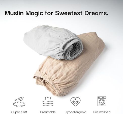 100% Organic Cotton Muslin Standard Fitted Crib Sheet for Boys, Girls & Toddlers – 52"x28", 2 Pack Soft Breathable Natural Cotton Mattress Bed Sheets, Neutral Crib Sheet (Green & Rust) in Saudi Arabia